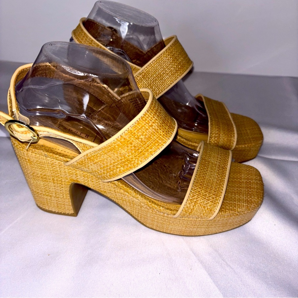 LC Lauren Conrad Jonina 2 Band Heeled Wedge Slingback Sandals Women'sSz 10M